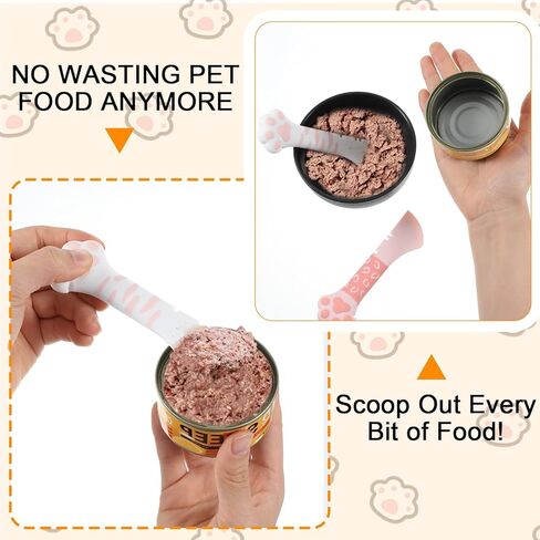 2 PCS Cat Food Spatula ، 5.1 × 1.57 في CAT CAN CAN ، ملعقة الكلب السيليكون مع القطط PAW HANLD ، ملعقة كات مبللة مع ملعقة صغيرة للقطط المعلبة القطط (أبيض ووردي) in Kuwait