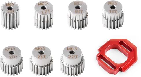 Globact Chrome Steel 0.5m Pinion Motor Gear 16t 17t 18t 19t 20t 21t 22t 2.3mm Bore & Motor Mount for Arrma Granite typhon mojave grom losi nascar 1/14 1/16 1/18 RC buggy truck upgrade in Kuwait