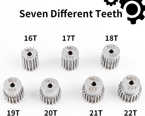 Globact Chrome Steel 0.5m Pinion Motor Gear 16t 17t 18t 19t 20t 21t 22t 2.3mm Bore & Motor Mount for Arrma Granite typhon mojave grom losi nascar 1/14 1/16 1/18 RC buggy truck upgrade in Kuwait