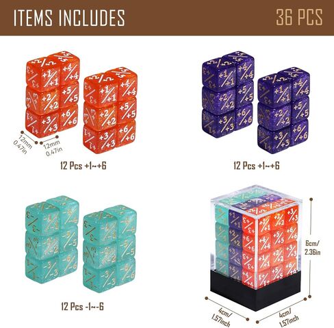 36PCS 12mm MTG Life Counters Dice Set with Box, Small MTG Tokens Loyalty 6 Sided Mini Dice Set, Compatible with TCG CCG Magic Card Gaming Accessories in Saudi Arabia