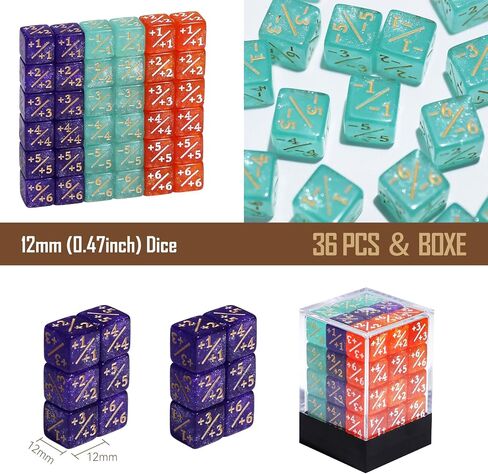 36PCS 12mm MTG Life Counters Dice Set with Box, Small MTG Tokens Loyalty 6 Sided Mini Dice Set, Compatible with TCG CCG Magic Card Gaming Accessories in Saudi Arabia
