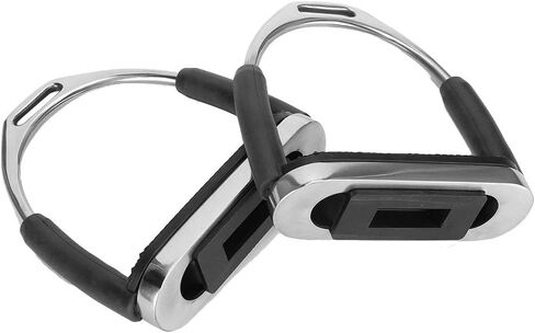 Cyrank Horse Riding Stirrups Stainless Steel Horse English Riding Protection Saddle Tack Overshoe Cushioned Horse Stirrups with Rubber in Saudi Arabia