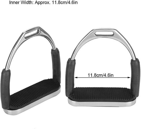 Cyrank Horse Riding Stirrups Stainless Steel Horse English Riding Protection Saddle Tack Overshoe Cushioned Horse Stirrups with Rubber in Saudi Arabia