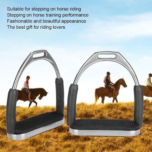 Cyrank Horse Riding Stirrups Stainless Steel Horse English Riding Protection Saddle Tack Overshoe Cushioned Horse Stirrups with Rubber in Saudi Arabia