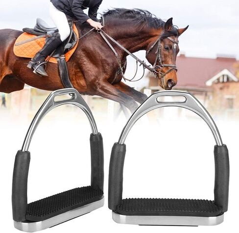 Cyrank Horse Riding Stirrups Stainless Steel Horse English Riding Protection Saddle Tack Overshoe Cushioned Horse Stirrups with Rubber in Saudi Arabia