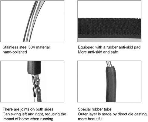 Cyrank Horse Riding Stirrups Stainless Steel Horse English Riding Protection Saddle Tack Overshoe Cushioned Horse Stirrups with Rubber in Saudi Arabia