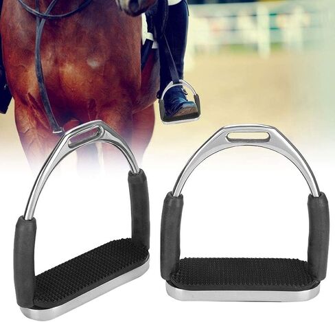 Cyrank Horse Riding Stirrups Stainless Steel Horse English Riding Protection Saddle Tack Overshoe Cushioned Horse Stirrups with Rubber in Saudi Arabia