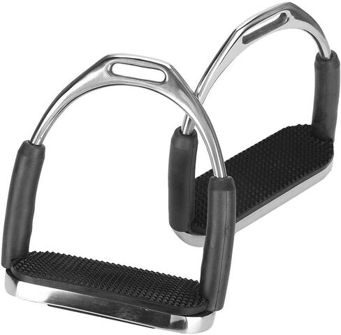 Cyrank Horse Riding Stirrups Stainless Steel Horse English Riding Protection Saddle Tack Overshoe Cushioned Horse Stirrups with Rubber in Saudi Arabia