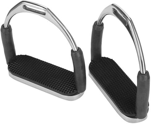 Cyrank Horse Riding Stirrups Stainless Steel Horse English Riding Protection Saddle Tack Overshoe Cushioned Horse Stirrups with Rubber in Saudi Arabia