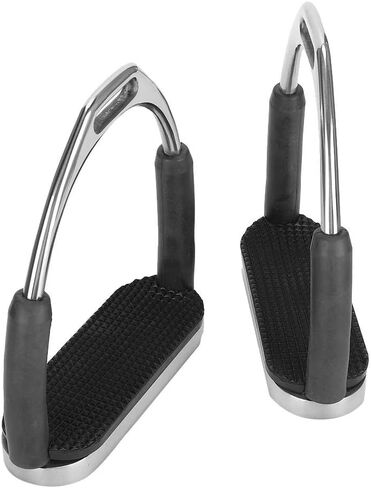 Cyrank Horse Riding Stirrups Stainless Steel Horse English Riding Protection Saddle Tack Overshoe Cushioned Horse Stirrups with Rubber in Saudi Arabia