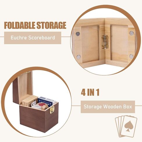 Premium Euchre Card Game Set:Double Euchre Cube, One Deck of Playing Cards,Foldable Euchre Scoreboard,Exquisite Printed Storage Box,Trump Suit Dice Set，Euchre Bridge Cards Kit. in Saudi Arabia