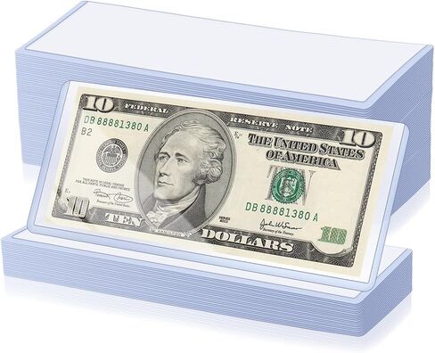 100 حزمة عملة الحمولة العليا ، 6.8 "× 2.9" الدولار فواتير الفاتورة الصلبة الصلبة حامل الأموال الواضحة الصلبة واقية من العملة المقاومة للماء الأكمام الدولار حامي عرض الفاتورة من أجل جامعي الورق النقدية in Saudi Arabia
