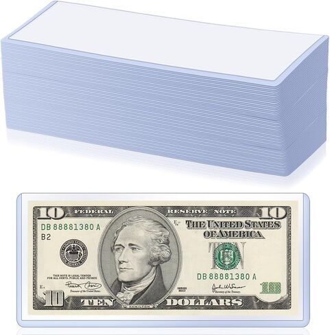 100 حزمة عملة الحمولة العليا ، 6.8 "× 2.9" الدولار فواتير الفاتورة الصلبة الصلبة حامل الأموال الواضحة الصلبة واقية من العملة المقاومة للماء الأكمام الدولار حامي عرض الفاتورة من أجل جامعي الورق النقدية in Saudi Arabia
