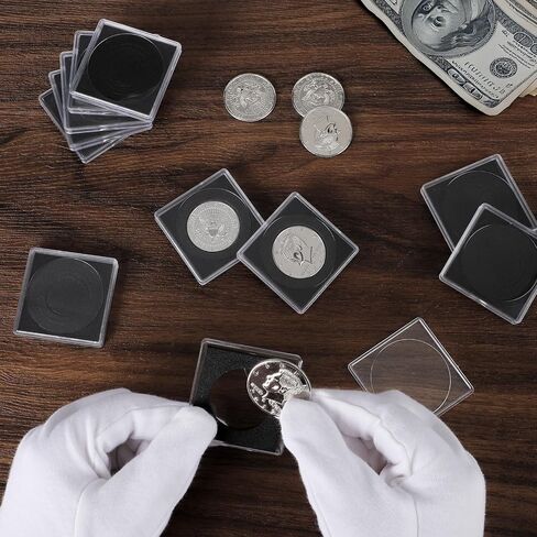 20pcs Silver Dollar Coin Holders for Collectors - Clear Coin Capsules with 5 Sizes (20/25/30/35/40mm) Adjustable Black Gasket in Kuwait