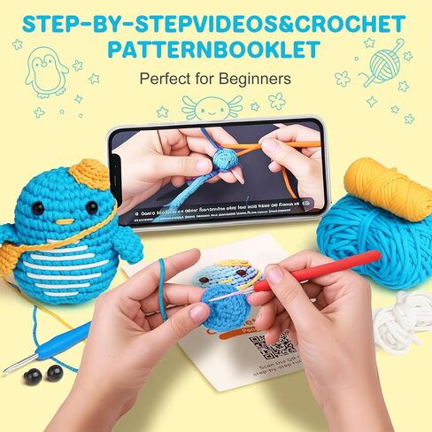 NimbusKnit Crochet Kit for Beginners - Positive Crochet Animal Kit Includes Step-by-Step Video Tutorials, Suitable for Adults, Children, and Women, and Comes with A Complete Set of Knitting Tools in Saudi Arabia