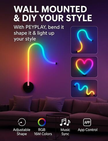 RGB LED LED مصباح أرضية الزاوية ، شكل ذكي قابل للتعديل ، مزامنة الموسيقى ، 16 مليون ألوان DIY ، التحكم عن بُعد والتطبيق ، ضوء الوقوف الحديث لغرفة معيشة غرفة النوم (قاعدة دائرية) in Saudi Arabia