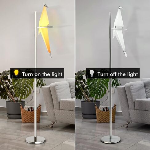 A Million 63inch Modern LED Floor Lamp Paper Crane Bird Floor Light Sliver Metal Origami Swing Bird Lampshade Lighting Fixtures for Living Room Bedroom Dinning Room Home Office in Saudi Arabia