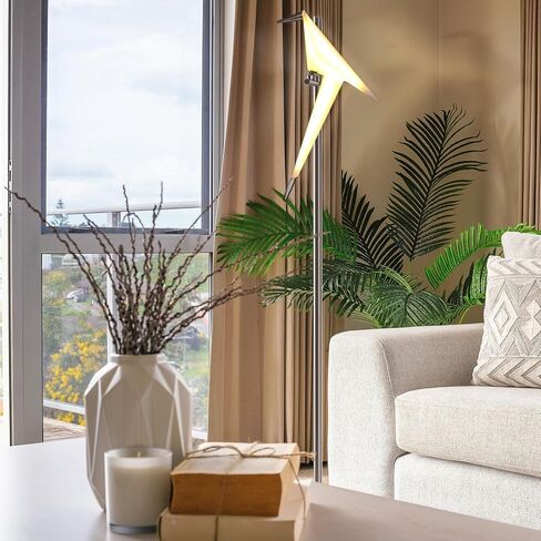 A Million 63inch Modern LED Floor Lamp Paper Crane Bird Floor Light Sliver Metal Origami Swing Bird Lampshade Lighting Fixtures for Living Room Bedroom Dinning Room Home Office in Saudi Arabia
