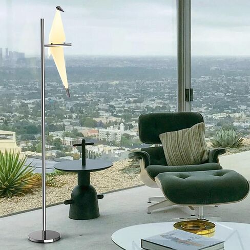 A Million 63inch Modern LED Floor Lamp Paper Crane Bird Floor Light Sliver Metal Origami Swing Bird Lampshade Lighting Fixtures for Living Room Bedroom Dinning Room Home Office in Saudi Arabia