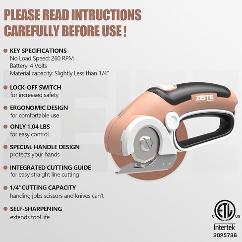 4V Cordless Electric Scissors Cardboard Cutter with 1 x Replace Blade,1 x Storage Box,1 x USB Rechargeable Cable Rotary Cutter for Box Plastic Carpet Cloth, Easy to Hold and Safety,Gray in Saudi Arabia