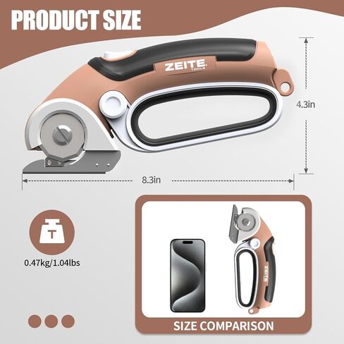 4V Cordless Electric Scissors Cardboard Cutter with 1 x Replace Blade,1 x Storage Box,1 x USB Rechargeable Cable Rotary Cutter for Box Plastic Carpet Cloth, Easy to Hold and Safety,Gray in Saudi Arabia