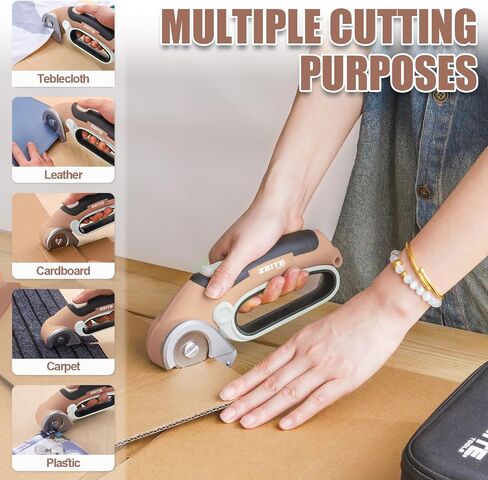 4V Cordless Electric Scissors Cardboard Cutter with 1 x Replace Blade,1 x Storage Box,1 x USB Rechargeable Cable Rotary Cutter for Box Plastic Carpet Cloth, Easy to Hold and Safety,Gray in Saudi Arabia