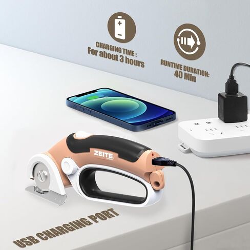 4V Cordless Electric Scissors Cardboard Cutter with 1 x Replace Blade,1 x Storage Box,1 x USB Rechargeable Cable Rotary Cutter for Box Plastic Carpet Cloth, Easy to Hold and Safety,Gray in Saudi Arabia