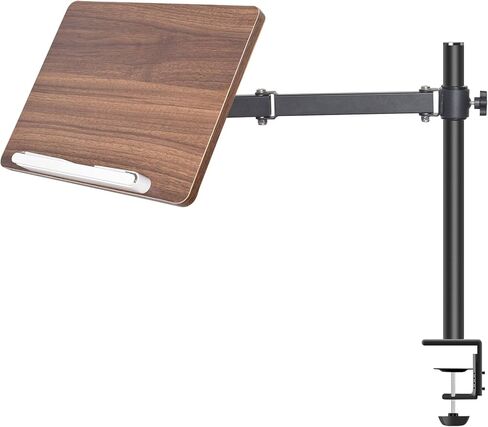 حامل للكتاب قابل للتعديل مع حامل المشابك المكتبية ، حامل قراءة خشبي مع ذراع معدنية ، أسود in Kuwait