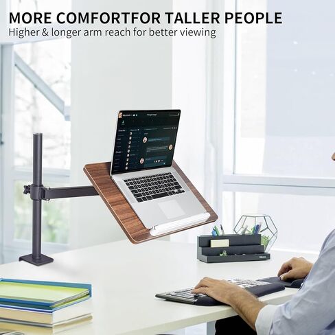 حامل للكتاب قابل للتعديل مع حامل المشابك المكتبية ، حامل قراءة خشبي مع ذراع معدنية ، أسود in Kuwait