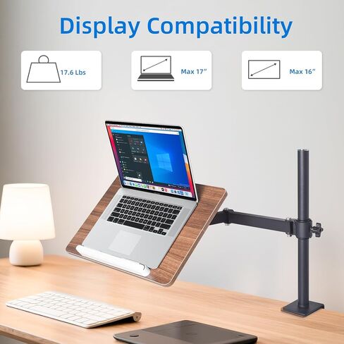 حامل للكتاب قابل للتعديل مع حامل المشابك المكتبية ، حامل قراءة خشبي مع ذراع معدنية ، أسود in Kuwait