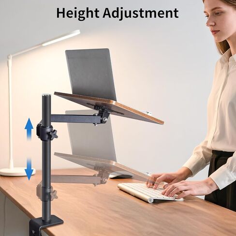 حامل للكتاب قابل للتعديل مع حامل المشابك المكتبية ، حامل قراءة خشبي مع ذراع معدنية ، أسود in Kuwait