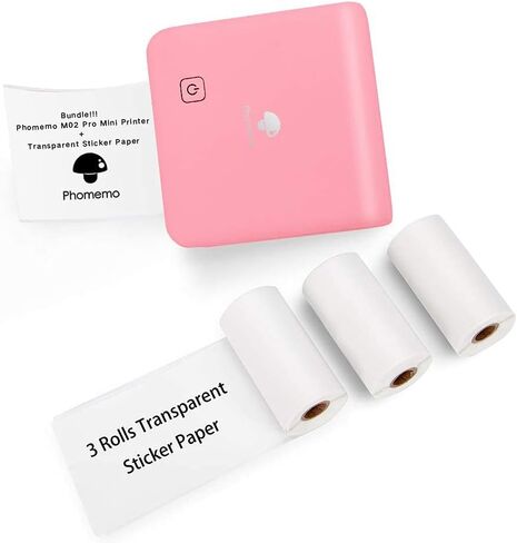 Phomemo M02 Pro Mini Thermal Photo Photo Photo Photo Photo مع 3 لفات ورقة ملصق شفافة ، متوافقة مع iOS + Android لمجلة الخطة ، ملاحظات الدراسة ، إنشاء الفن ، العمل ، الهدية ، الوردي in Kuwait