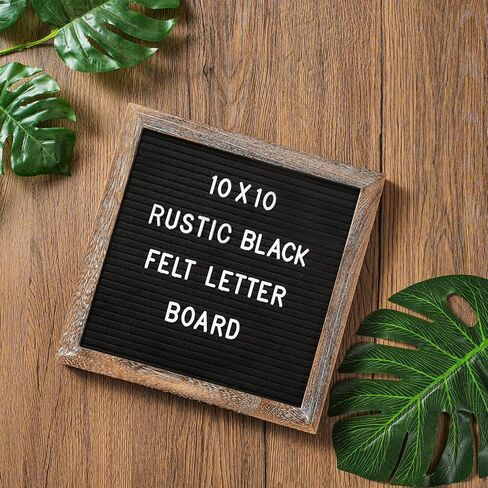 Rustic Felt Letter Board with 340 Changeable Letters&Numbers, 10"x10" Message Board Letter Sign Board in Rustic Frame with Stand and Canvas bag for Announcement&Notification(Rustic Black) in Kuwait