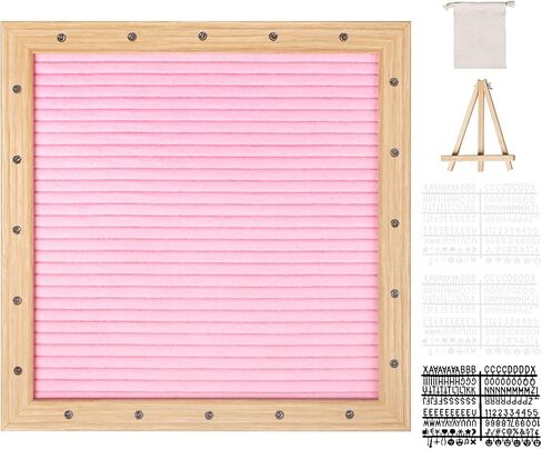 لوحة رسائل Fevor Pink Felt ، 10 "X10" لوحة رسائل Felt ، لوحات علامات قابلة للتغيير مع 510 رسائل ، وقف ، وأضواء LED مدمجة ، علامة إعلان الطفل للمنزل Decord Decord Wedding in Saudi Arabia