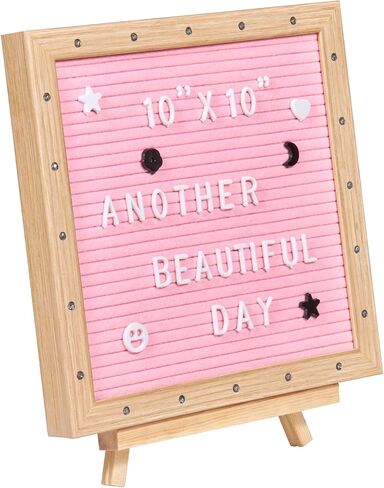 لوحة رسائل Fevor Pink Felt ، 10 "X10" لوحة رسائل Felt ، لوحات علامات قابلة للتغيير مع 510 رسائل ، وقف ، وأضواء LED مدمجة ، علامة إعلان الطفل للمنزل Decord Decord Wedding in Saudi Arabia
