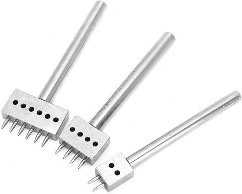 Leather Stitching Tool with Different Prong Head 3pcs Spacing Hole Puncher Tool Set for DIY Lacing Stitching Chisel Leather Craft (6mm) in Saudi Arabia