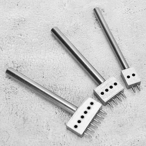 Leather Stitching Tool with Different Prong Head 3pcs Spacing Hole Puncher Tool Set for DIY Lacing Stitching Chisel Leather Craft (6mm) in Saudi Arabia