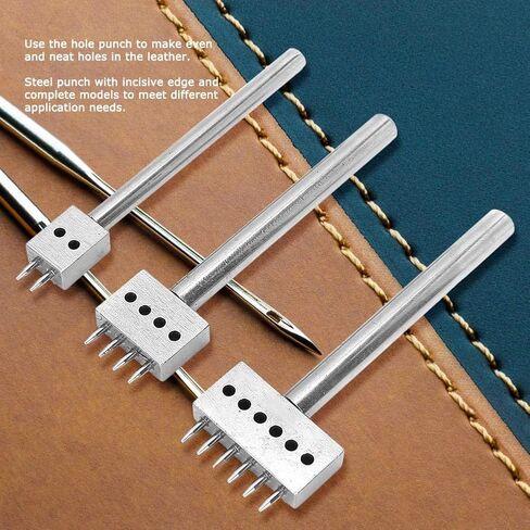 Leather Stitching Tool with Different Prong Head 3pcs Spacing Hole Puncher Tool Set for DIY Lacing Stitching Chisel Leather Craft (6mm) in Saudi Arabia