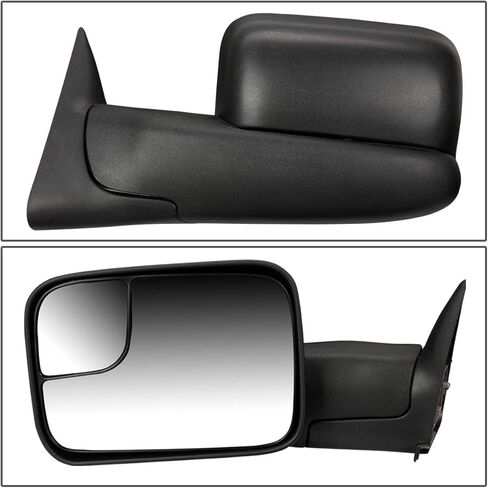 DNA Motoring TWM-012-T222-BK Pair of Manual Adjustment Flip Up Towing Side Mirrors Compatible With 02-08 Ram 1500/03-09 Ram 2500 3500, Black in Kuwait