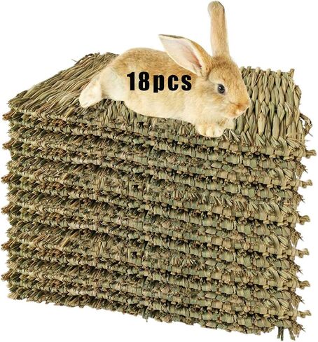 Grass Mat for Rabbit Bunny Chew Toys Woven Bed Mat for Guinea Pig Chinchilla Squirrel Hamster Cat Dog and Small Animal (8PCS Grass mat) in Saudi Arabia