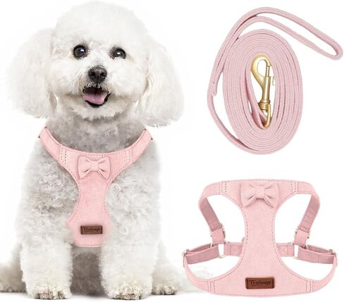 لا تسخير الكلب الصغير ومجموعة المقود ، وتسخير جرو قابل للتعديل لخطودي صغير XS XXS Girl Dogs ، من جلد الغزال الناعم لا خنق والهروب in Kuwait