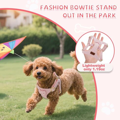 لا تسخير الكلب الصغير ومجموعة المقود ، وتسخير جرو قابل للتعديل لخطودي صغير XS XXS Girl Dogs ، من جلد الغزال الناعم لا خنق والهروب in Kuwait