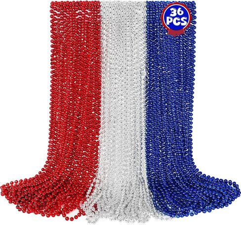 Vluv 36pcs قلادة مطرز ، ملحقات Mardi Gras Beads قلادة ، 33 بوصة للخرز للنساء ، مهرجان موكب رمي لوازم in Saudi Arabia