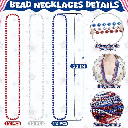 Vluv 36pcs قلادة مطرز ، ملحقات Mardi Gras Beads قلادة ، 33 بوصة للخرز للنساء ، مهرجان موكب رمي لوازم in Saudi Arabia
