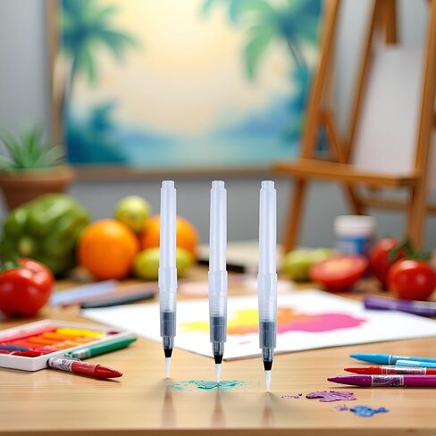 3/6Pcs Water Brush Pens Set Refillable Watercolor Pen Brush 3 Sizes Brush Tips for Blending Colors Creating Shades Watercolor Set Kids Adults Artist Professional, Art Paintbrush Sets in Saudi Arabia