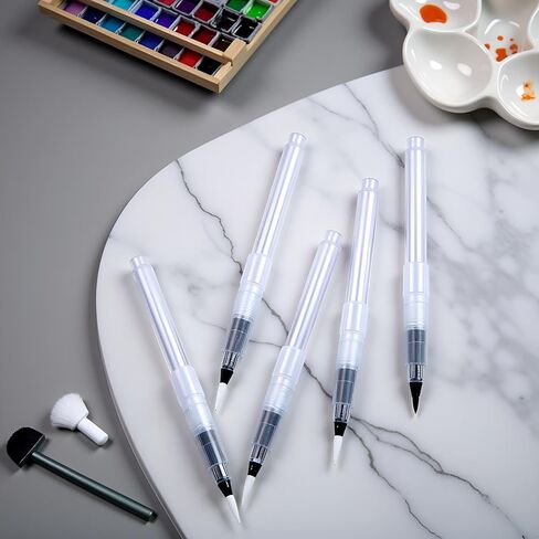 3/6Pcs Water Brush Pens Set Refillable Watercolor Pen Brush 3 Sizes Brush Tips for Blending Colors Creating Shades Watercolor Set Kids Adults Artist Professional, Art Paintbrush Sets in Saudi Arabia