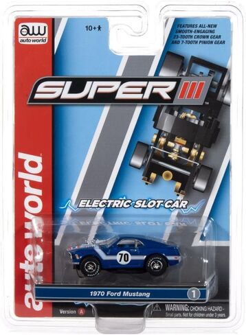 Auto World SC413-1Blu Super III 1970 Ford Mustang (Blue Gulf) Ho Scale Scale Car in Kuwait