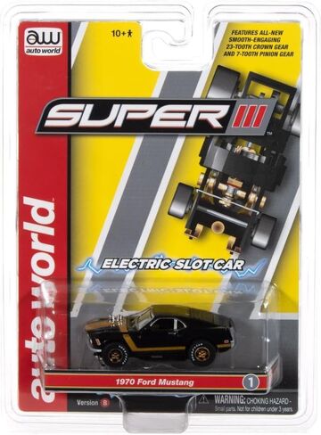 Auto World SC413-1Blk Super III 1970 Ford Mustang (Black) Ho Scale Slot Car in Kuwait