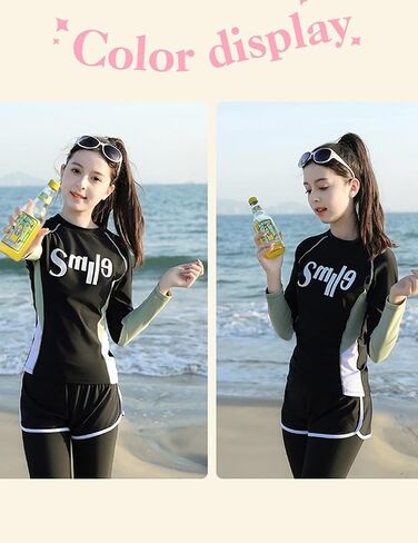 Girls Swimsuits Rash Guard Swim Set Kids Two-Piece Bathing Suits Teen Swimwear Beach Shorts Sun Protection Swim Shirts in Kuwait