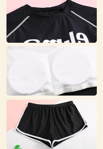 Girls Swimsuits Rash Guard Swim Set Kids Two-Piece Bathing Suits Teen Swimwear Beach Shorts Sun Protection Swim Shirts in Kuwait
